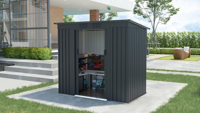 BillyOh Newton Pent Metal Shed - 7 X 4 Grey