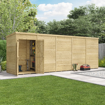 Billyoh Switch Tongue And Groove Pent Wooden Shed - 20X4 Windowless - 15mm Thickness