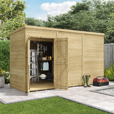 Billyoh Switch Tongue And Groove Pent Wooden Shed - 12X4 Windowless - 11mm Thickness