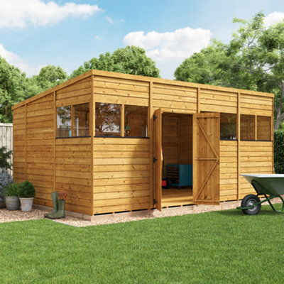 Billyoh Switch Overlap Pent Wooden Shed - 16X10 Windowed