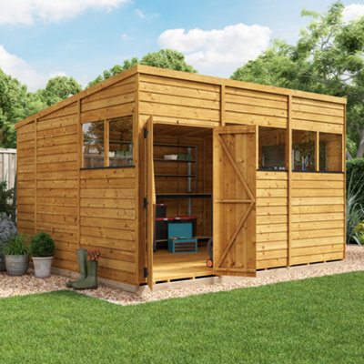 Billyoh Switch Overlap Pent Wooden Shed - 12X10 Windowed-27450 