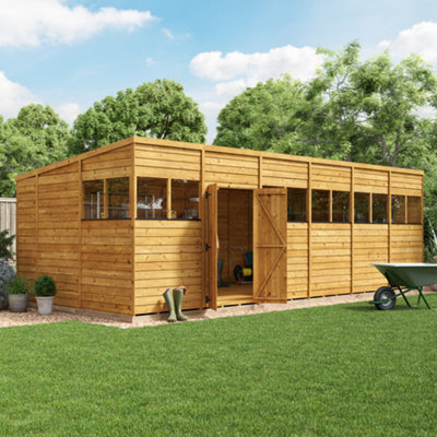 Billyoh Switch Overlap Pent Wooden Shed - 24X10 Windowed