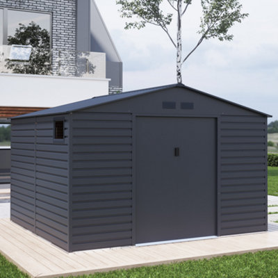 Billyoh Upton Apex Metal Shed - 11X10.5Ft - Grey