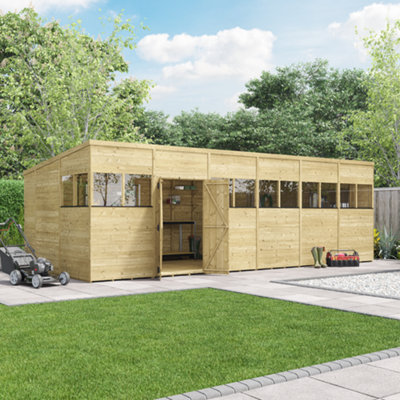 Billyoh Switch Tongue And Groove Pent Wooden Shed - 24X10 Windowed - 15mm Thickness