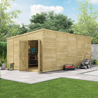 Billyoh Switch Tongue And Groove Pent Wooden Shed - 20X10 Windowless - 11mm Thickness