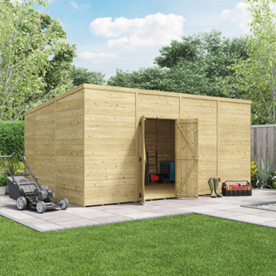 Billyoh Switch Tongue And Groove Pent Wooden Shed - 16X10 Windowless - 11mm Thickness