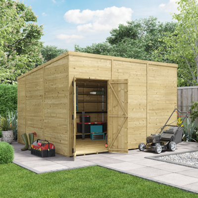 Billyoh Switch Tongue And Groove Pent Wooden Shed - 12X10 Windowless - 11mm Thickness