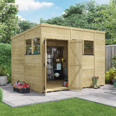 Billyoh Switch Tongue And Groove Pent Wooden Shed - 10X8 Windowed - 15mm Thickness