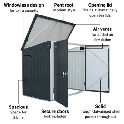 Billyoh Metal Wheelie Bin Store - 5X3