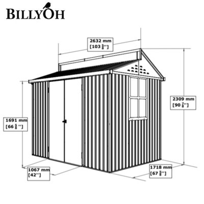 Billyoh Skylight Metal Shed With Foundation Kit - 8X6