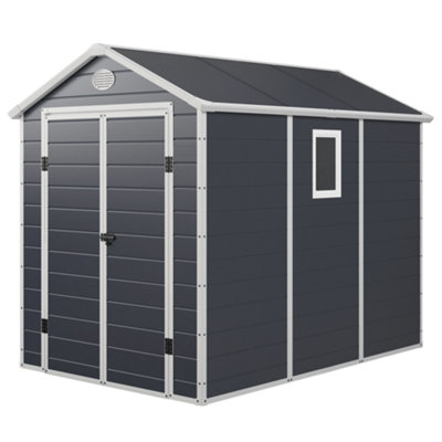 Billyoh Kingston Apex Plastic Shed Light Grey With Floor - 6X9 Grey