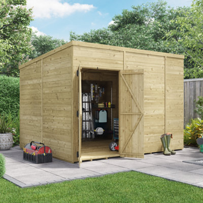 Billyoh Switch Tongue And Groove Pent Wooden Shed - 10X8 Windowless - 11mm Thickness