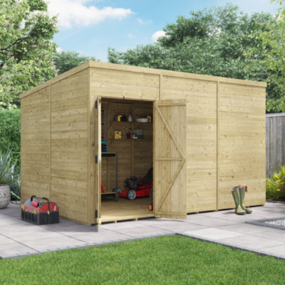 Billyoh Switch Tongue And Groove Pent Wooden Shed - 12X8 Windowless - 11mm Thickness