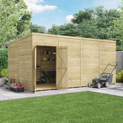 Billyoh Switch Tongue And Groove Pent Wooden Shed - 16X8 Windowless - 11mm Thickness