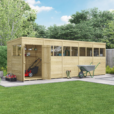 Billyoh Switch Tongue And Groove Pent Wooden Shed - 20X6 Windowed - 11mm Thickness