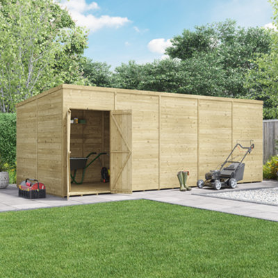 Billyoh Switch Tongue And Groove Pent Wooden Shed - 20X8 Windowless - 11mm Thickness