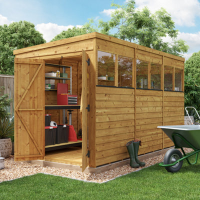 Billyoh Switch Overlap Pent Wooden Shed - 12X6 Windowed-27560 