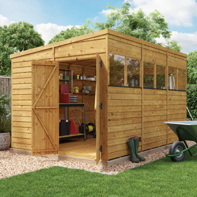 Billyoh Switch Overlap Pent Wooden Shed - 12X8 Windowed