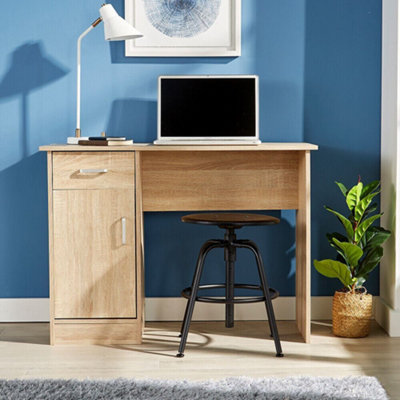 Home Source Tyler 1 Drawer Office Computer Desk With Storage Cupboard Oak from B&Q