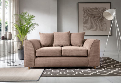 Abakus Direct Jumbo Brown Cord 2 Seater Sofa For Living Room With Thick Luxury Deep Filled Cushioning from B&Q