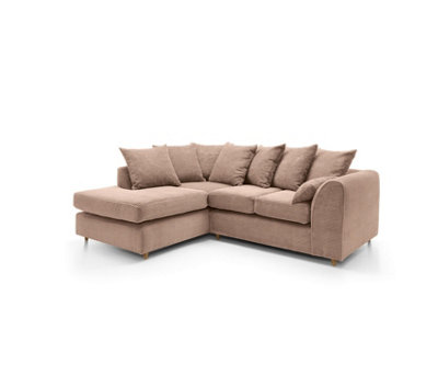 Abakus Direct Brown Jumbo Cord Left Facing Corner Sofa For Living Room With Thick Luxury Deep Filled Cushioning