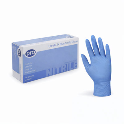 Eco360 Ultraflex Blue Nitrile Gloves Powder Free Latex Free Textured Grip Disposable 100 Pack Medium from B&Q