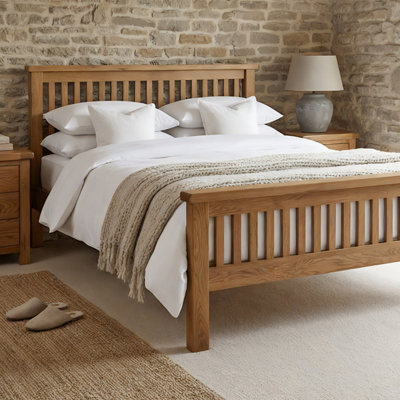 The Furniture Market Rustic Solid Oak 4Ft 6In Double Bed from B&Q