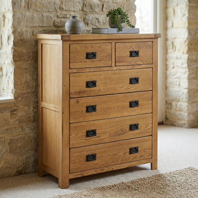 The Furniture Market Rustic Oak 2 Over 4 Drawer Chest from B&Q