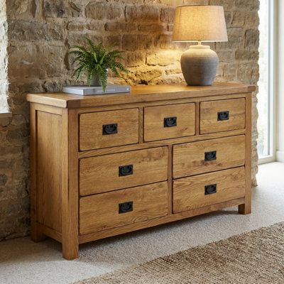 The Furniture Market Rustic Oak Large Wide 7 Drawer 3 Over 4 Chest Of Drawers from B&Q