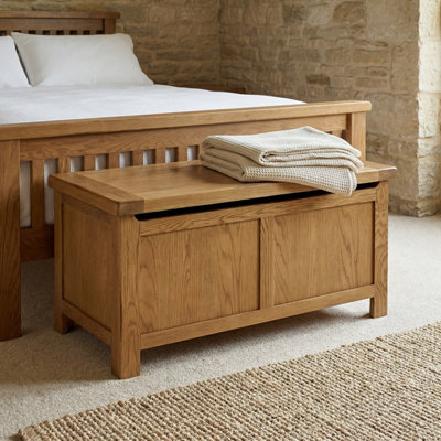 The Furniture Market Rustic Oak Blanket Storage Bedding Box from B&Q