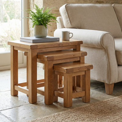 The Furniture Market Rustic Oak Nest Of Side Table Set from B&Q