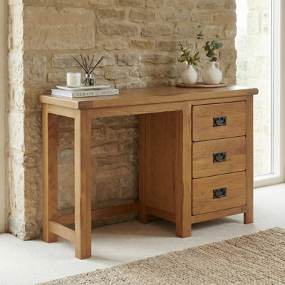 The Furniture Market Rustic Oak Single Pedestal Dressing Table from B&Q