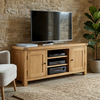 The Furniture Market Rustic Oak Widescreen Tv Unit Cabinet Up To 60 Tv Size from B&Q