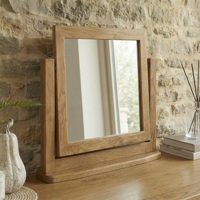The Furniture Market Rustic Oak Vanity Mirror Adjustable Hinged Dressing Table Mirror Solid Oak Frame With Satin Finish Durable Timeless Country Style from B&Q