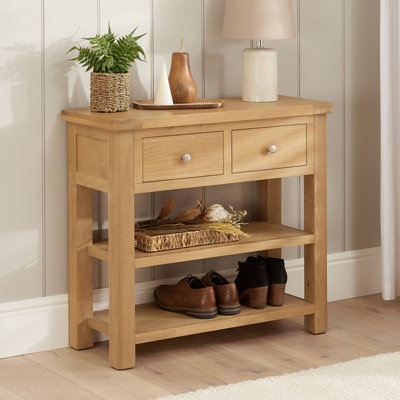 The Furniture Market Marbury Oak 2 Drawer Hall Console Table from B&Q