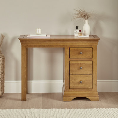 The Furniture Market French Louis Oak 3 Drawer Pedestal Dressing Table from B&Q