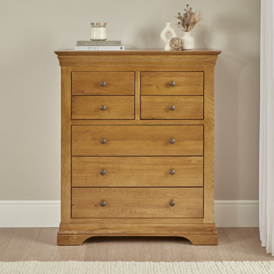 The Furniture Market French Louis Oak Tall Large 4 Over 3 Drawer Chest Of Drawers from B&Q