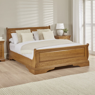 The Furniture Market French Louis Solid Oak 5Ft King Size Sleigh Bed from B&Q