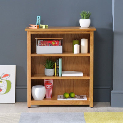 The Furniture Market London Essentials Oak Small Low Compact Adjustable 3 Shelf Bookcase from B&Q