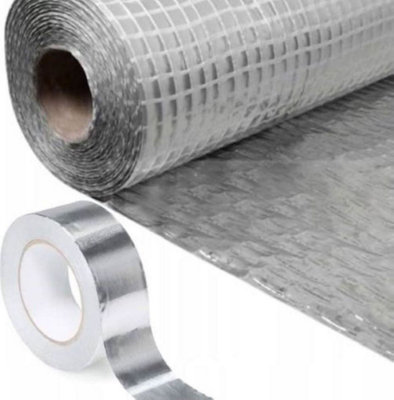 Trade Store 15M2 Aluminium Foil Vapour Control Membrane Vcl Reflective Vapour Barrier For WallsRoofs & Floors 1.5M X 10M + 1 X 45M Foil Tape from B&Q