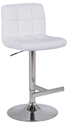Lamboro Allegro Real Leather Single Kitchen Bar StoolChrome FootrestAdjustable Swivel Gas LiftBreakfast Bar & Home BarstoolWhite from B&Q