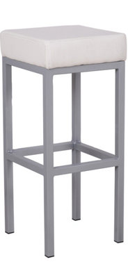 Lamboro White Cube Faux Leather Fixed Leg Kitchen & Breakfast Bar Stool - Image 4