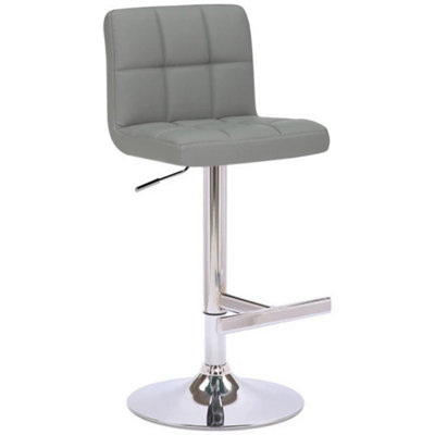 Lamboro Grey Allegro Single Kitchen Bar Stool, Chrome Footrest, Height Adjustable Swivel Gas Lift, Breakfast Bar & Home Barstool, 10Kg