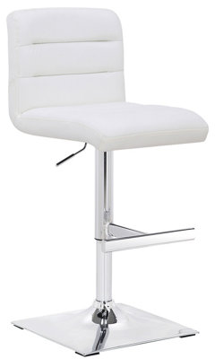 B&Q -  Luscious Breakfast Bar StoolChrome FootrestHeight Adjustable Swivel Gas LiftHome Bar & Kitchen Faux-Leather BarstoolWhite