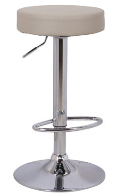 Lamboro Semplice Breakfast Bar Stool, Chrome Footrest, Height Adjustable Swivel Gas Lift, Home Bar & Kitchen Faux-Leather Barstool, Grey