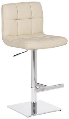 Lamboro Allegro Leather Single Deluxe Kitchen Bar StoolChrome FootrestAdjustable Swivel Gas LiftBreakfast Bar & Home BarstoolCream from B&Q