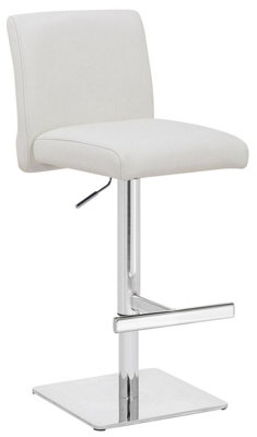 Lamboro Snella Real Leather Kitchen Bar Stool, Adjustable Height With Weighted Base White