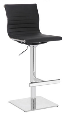 Lamboro Rovigo Deluxe Breakfast Bar StoolChrome FootrestHeight Adjustable Swivel Gas LiftHome Bar & Kitchen BarstoolBlack from B&Q