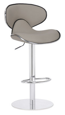 Lamboro Grey Carcaso Deluxe Single Kitchen Bar Stool, Chrome Footrest, Height Adjustable Swivel Gas Lift, Breakfast Bar & Home Barstool, 15Kg