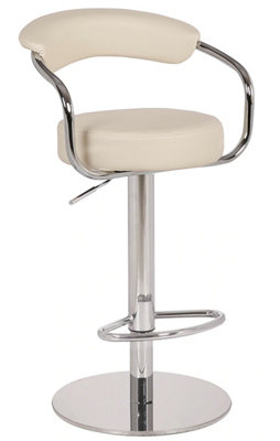 Lamboro Zenith Deluxe Kitchen Bar StoolFootrestHeight Adjustable Swivel Gas LiftHome Bar & Breakfast BarstoolFaux-LeatherCream from B&Q